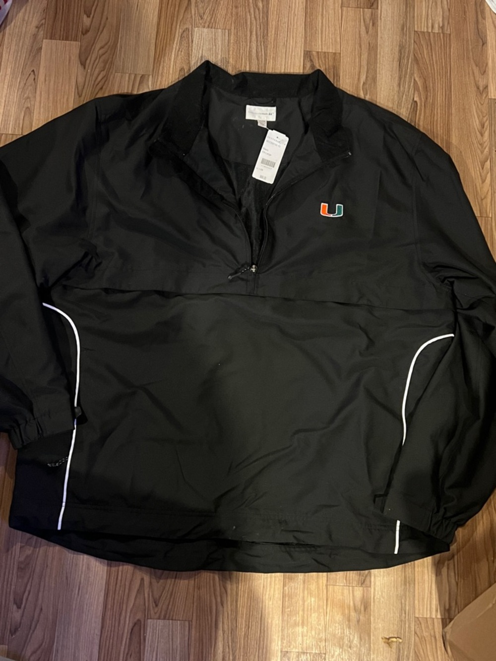 Cutter & Buck Black Windbreaker with White Piping and University U Logo